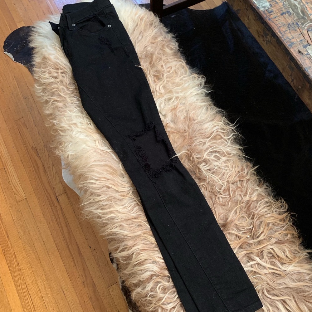 High rise distressed black Carmar jeans